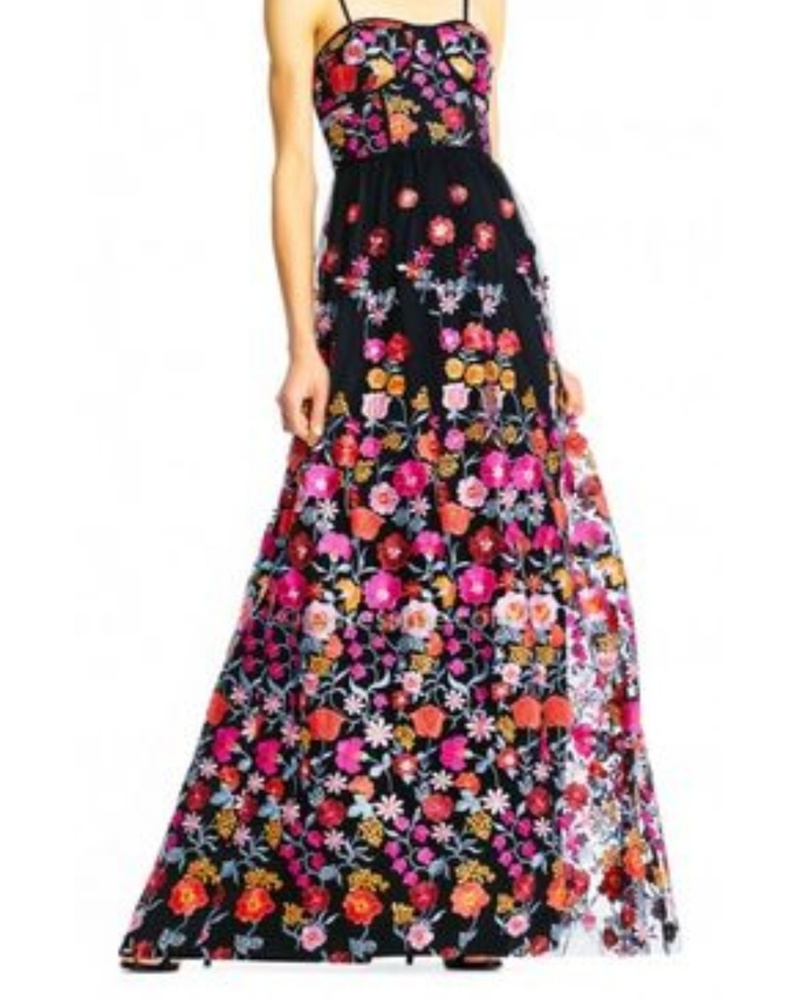 NWT Embroidered Aidan Gown